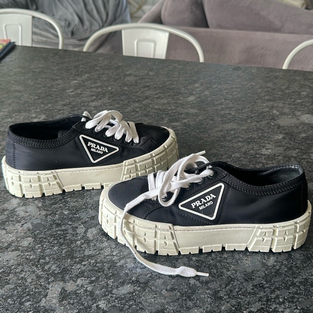 Prada double wheel re-nylon gabardine sneakers. Make an offer!!!